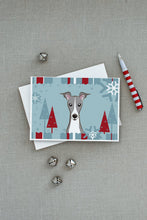 Load image into Gallery viewer, Winter Holiday Italian Greyhound Greeting Cards -  Blank Note Cards – 8-Pack of Artist-Designed Cards with Envelopes