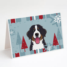Load image into Gallery viewer, Winter Holiday Bernese Mountain Dog Greeting Cards -  Blank Note Cards – 8-Pack of Artist-Designed Cards with Envelopes