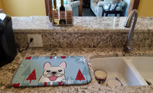 Load image into Gallery viewer, Winter Holiday French Bulldog Dish Drying Mat – Absorbent, Artistic Kitchen Essentials BB1734DDM
