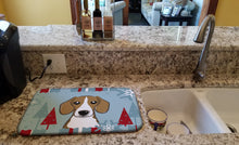 Load image into Gallery viewer, Winter Holiday Beagle Dish Drying Mat – Absorbent, Artistic Kitchen Essentials BB1735DDM