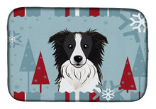 Load image into Gallery viewer, Winter Holiday Border Collie Dish Drying Mat – Absorbent, Artistic Kitchen Essentials BB1737DDM
