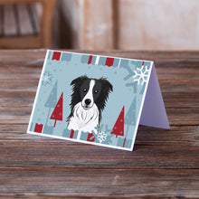 Load image into Gallery viewer, Winter Holiday Border Collie Greeting Cards -  Blank Note Cards – 8-Pack of Artist-Designed Cards with Envelopes