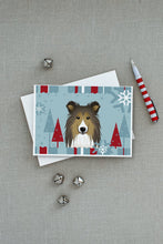 Load image into Gallery viewer, Winter Holiday Sheltie Greeting Cards -  Blank Note Cards – 8-Pack of Artist-Designed Cards with Envelopes