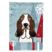 Load image into Gallery viewer, Winter Holiday Basset Hound Flag Canvas House Size BB1739CHF
