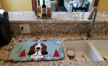 Load image into Gallery viewer, Winter Holiday Basset Hound Dish Drying Mat – Absorbent, Artistic Kitchen Essentials BB1739DDM