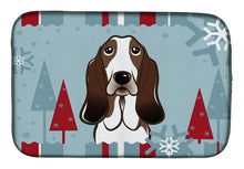 Load image into Gallery viewer, Winter Holiday Basset Hound Dish Drying Mat – Absorbent, Artistic Kitchen Essentials BB1739DDM