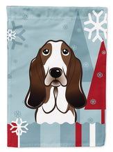 Load image into Gallery viewer, Winter Holiday Basset Hound Garden Flag – Decorative Outdoor Yard Flag BB1739GF