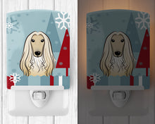 Load image into Gallery viewer, Winter Holiday Afghan Hound Ceramic Night Light BB1740CNL