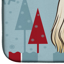 Load image into Gallery viewer, Winter Holiday Afghan Hound Dish Drying Mat – Absorbent, Artistic Kitchen Essentials BB1740DDM