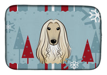 Load image into Gallery viewer, Winter Holiday Afghan Hound Dish Drying Mat – Absorbent, Artistic Kitchen Essentials BB1740DDM