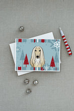 Load image into Gallery viewer, Winter Holiday Afghan Hound Greeting Cards -  Blank Note Cards – 8-Pack of Artist-Designed Cards with Envelopes
