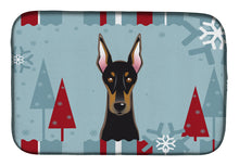 Load image into Gallery viewer, Winter Holiday Doberman Dish Drying Mat – Absorbent, Artistic Kitchen Essentials BB1741DDM
