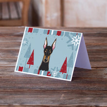 Load image into Gallery viewer, Winter Holiday Doberman Greeting Cards -  Blank Note Cards – 8-Pack of Artist-Designed Cards with Envelopes