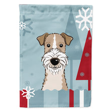 Load image into Gallery viewer, Winter Holiday Wire Haired Fox Terrier Flag Canvas House Size BB1743CHF