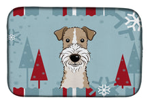 Load image into Gallery viewer, Winter Holiday Wire Haired Fox Terrier Dish Drying Mat – Absorbent, Artistic Kitchen Essentials BB1743DDM