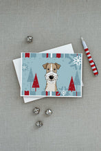 Load image into Gallery viewer, Winter Holiday Wire Haired Fox Terrier Greeting Cards -  Blank Note Cards – 8-Pack of Artist-Designed Cards with Envelopes