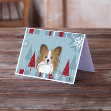 Load image into Gallery viewer, Winter Holiday Papillon Greeting Cards -  Blank Note Cards – 8-Pack of Artist-Designed Cards with Envelopes