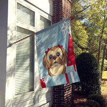 Load image into Gallery viewer, Winter Holiday Chocolate Brown Shih Tzu Flag Canvas House Size BB1745CHF