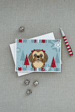 Load image into Gallery viewer, Winter Holiday Chocolate Brown Shih Tzu Greeting Cards -  Blank Note Cards – 8-Pack of Artist-Designed Cards with Envelopes