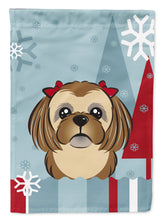 Load image into Gallery viewer, Winter Holiday Chocolate Brown Shih Tzu Garden Flag – Decorative Outdoor Yard Flag BB1745GF