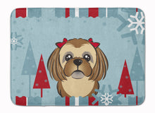 Load image into Gallery viewer, Winter Holiday Chocolate Brown Shih Tzu Machine Washable Memory Foam Mat BB1745RUG