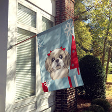 Load image into Gallery viewer, Winter Holiday Gray Silver Shih Tzu Flag Canvas House Size BB1746CHF