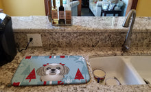Load image into Gallery viewer, Winter Holiday Gray Silver Shih Tzu Dish Drying Mat – Absorbent, Artistic Kitchen Essentials BB1746DDM