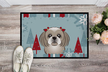 Load image into Gallery viewer, Winter Holiday Gray Silver Shih Tzu Doormat - 24x36 Decorative Floor Mat – Indoor/Outdoor Rug with Artistic Flair BB1746JMAT