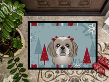 Load image into Gallery viewer, Winter Holiday Gray Silver Shih Tzu Doormat - 24x36 Decorative Floor Mat – Indoor/Outdoor Rug with Artistic Flair BB1746JMAT