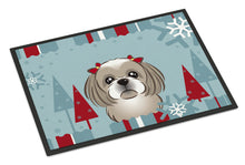 Load image into Gallery viewer, Winter Holiday Gray Silver Shih Tzu Doormat - 24x36 Decorative Floor Mat – Indoor/Outdoor Rug with Artistic Flair BB1746JMAT