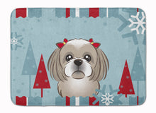 Load image into Gallery viewer, Winter Holiday Gray Silver Shih Tzu Machine Washable Memory Foam Mat BB1746RUG