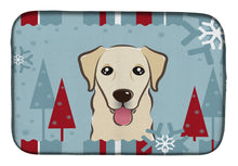 Load image into Gallery viewer, Winter Holiday Golden Retriever Dish Drying Mat – Absorbent, Artistic Kitchen Essentials BB1748DDM
