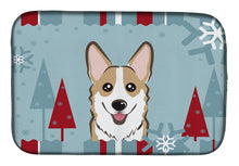 Load image into Gallery viewer, Winter Holiday Sable Corgi Dish Drying Mat – Absorbent, Artistic Kitchen Essentials BB1749DDM