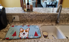 Load image into Gallery viewer, Winter Holiday Red Corgi Dish Drying Mat – Absorbent, Artistic Kitchen Essentials BB1750DDM