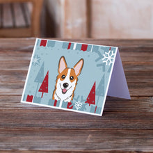 Load image into Gallery viewer, Winter Holiday Red Corgi Greeting Cards -  Blank Note Cards – 8-Pack of Artist-Designed Cards with Envelopes
