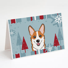 Load image into Gallery viewer, Winter Holiday Red Corgi Greeting Cards -  Blank Note Cards – 8-Pack of Artist-Designed Cards with Envelopes