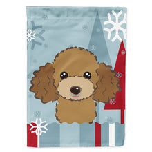 Load image into Gallery viewer, Winter Holiday Chocolate Brown Poodle Flag Canvas House Size BB1752CHF