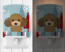 Load image into Gallery viewer, Winter Holiday Chocolate Brown Poodle Ceramic Night Light BB1752CNL