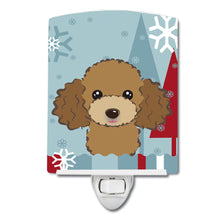Load image into Gallery viewer, Winter Holiday Chocolate Brown Poodle Ceramic Night Light BB1752CNL
