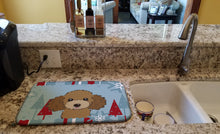 Load image into Gallery viewer, Winter Holiday Chocolate Brown Poodle Dish Drying Mat – Absorbent, Artistic Kitchen Essentials BB1752DDM