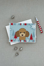 Load image into Gallery viewer, Winter Holiday Chocolate Brown Poodle Greeting Cards -  Blank Note Cards – 8-Pack of Artist-Designed Cards with Envelopes