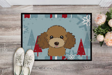 Load image into Gallery viewer, Winter Holiday Chocolate Brown Poodle Doormat - 24x36 Decorative Floor Mat – Indoor/Outdoor Rug with Artistic Flair BB1752JMAT