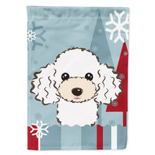 Load image into Gallery viewer, Winter Holiday White Poodle Flag Canvas House Size BB1753CHF
