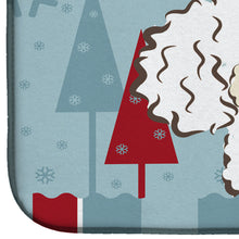 Load image into Gallery viewer, Winter Holiday White Poodle Dish Drying Mat – Absorbent, Artistic Kitchen Essentials BB1753DDM
