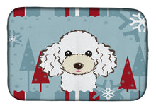 Load image into Gallery viewer, Winter Holiday White Poodle Dish Drying Mat – Absorbent, Artistic Kitchen Essentials BB1753DDM