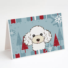 Load image into Gallery viewer, Winter Holiday White Poodle Greeting Cards -  Blank Note Cards – 8-Pack of Artist-Designed Cards with Envelopes