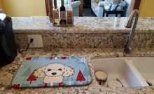 Load image into Gallery viewer, Winter Holiday Buff Poodle Dish Drying Mat – Absorbent, Artistic Kitchen Essentials BB1754DDM