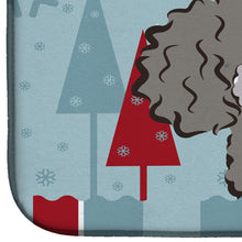 Load image into Gallery viewer, Winter Holiday Silver Gray Poodle Dish Drying Mat – Absorbent, Artistic Kitchen Essentials BB1755DDM