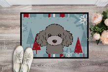 Load image into Gallery viewer, Winter Holiday Silver Gray Poodle Doormat - 24x36 Decorative Floor Mat – Indoor/Outdoor Rug with Artistic Flair BB1755JMAT