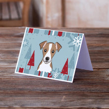 Load image into Gallery viewer, Winter Holiday Jack Russell Terrier Greeting Cards -  Blank Note Cards – 8-Pack of Artist-Designed Cards with Envelopes